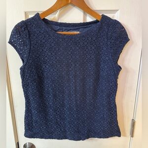 Boden Lace Cap sleeve Top Navy Size 8